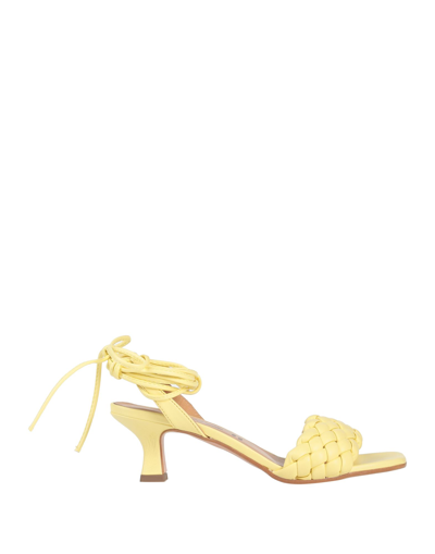 Shop Paolo Mattei Woman Sandals Light Yellow Size 6 Textile Fibers