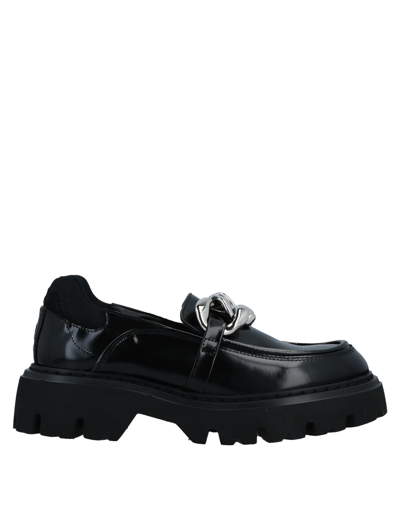 Shop Ndegree21 Woman Loafers Black Size 8 Calfskin, Textile Fibers