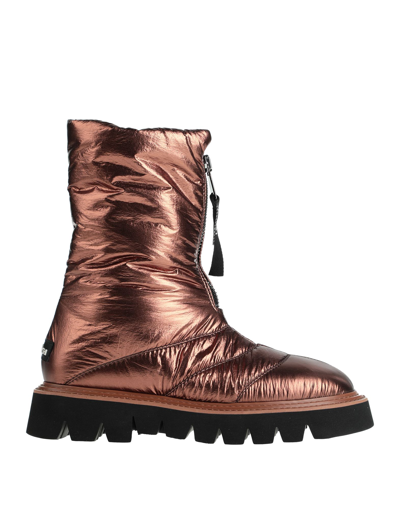 Shop Elena Iachi Woman Ankle Boots Copper Size 9 Textile Fibers In Orange