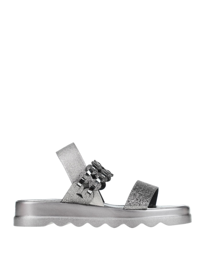 Shop Carlo Pazolini Woman Sandals Lead Size 6 Soft Leather, Textile Fibers In Grey