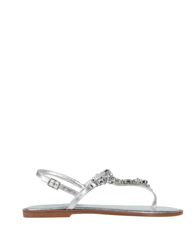 Shop Cantini & Cantini Woman Thong Sandal Silver Size 6 Soft Leather