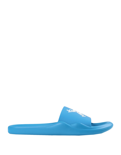 Shop Kenzo Man Sandals Azure Size 9 Pvc - Polyvinyl Chloride In Blue