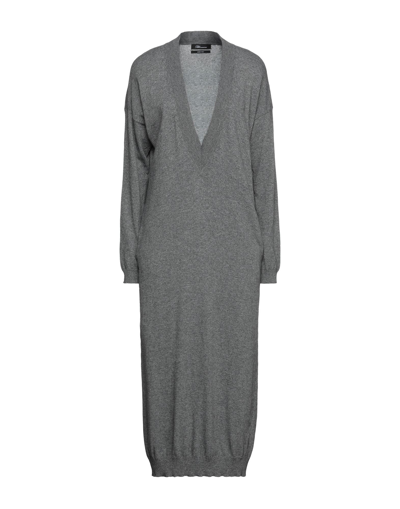 Shop Blumarine Woman Maxi Dress Lead Size 8 Polyamide, Viscose, Wool, Cashmere In Grey