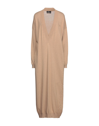 Shop Blumarine Woman Maxi Dress Camel Size 8 Polyamide, Viscose, Wool, Cashmere In Beige