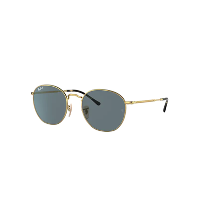 Shop Ray Ban Rob Sunglasses Gold Frame Blue Lenses Polarized 54-20