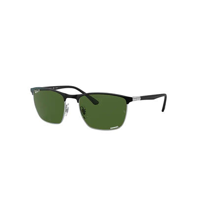Shop Ray Ban Rb3686 Chromance Sunglasses Black Frame Green Lenses Polarized 57-19
