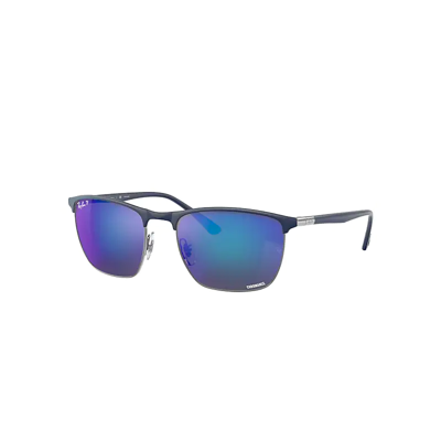 Shop Ray Ban Rb3686 Chromance Sunglasses Blue Frame Blue Lenses Polarized 57-19