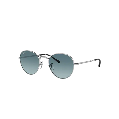 Shop Ray Ban David Sunglasses Silver Frame Blue Lenses 51-20