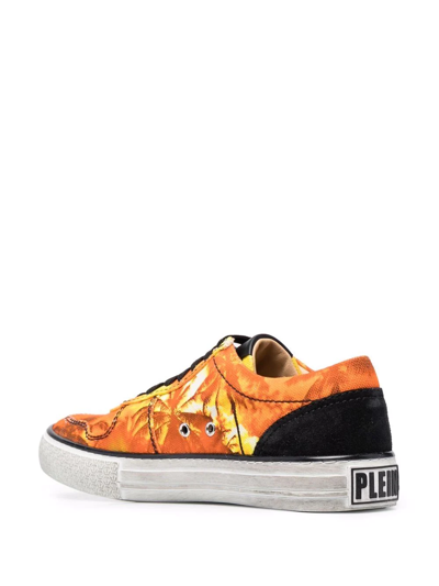 Shop Philipp Plein Flame Low-top Sneakers In Orange