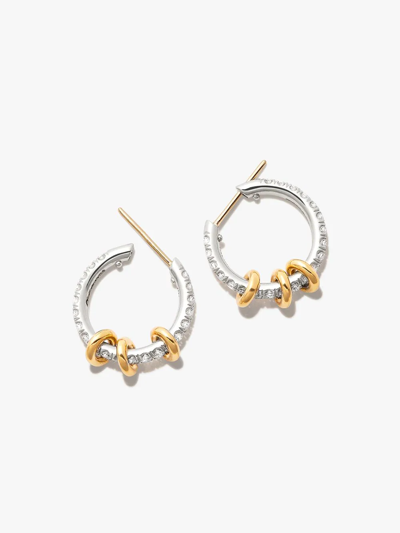 Shop Spinelli Kilcollin 18kt White And Yellow Gold Hoop Earrings In Silber