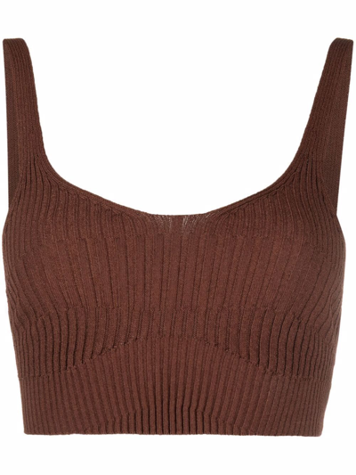 Shop Aeron Joan Rib-knit Crop Top In Brown