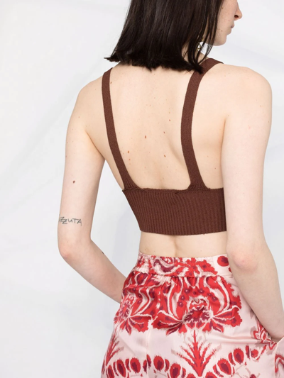 Aeron Joan Rib-knit Crop Top In Brown