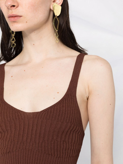 Aeron Joan Rib-knit Crop Top In Brown