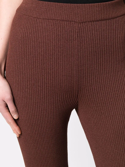 Shop Aeron Flared Ribbed Trousers In Brown