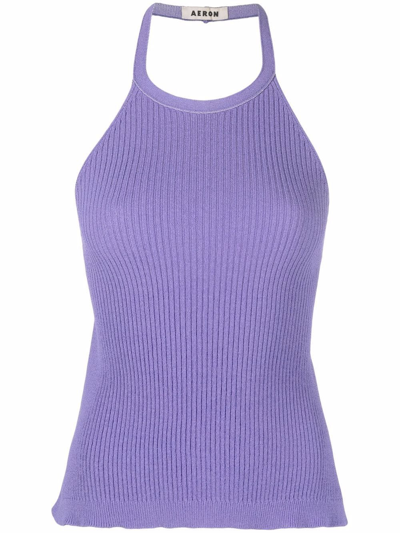 Shop Aeron Breeze Ribbed Halterneck Top In Blue