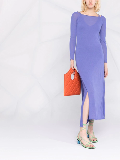 Shop Aeron Bacall Layered Knit Dress In Blue