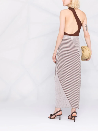 Shop Aeron Diagonal-stripe Knit Skirt In Brown