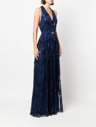 Shop Elie Saab Sequin-embellished Gown In Blau