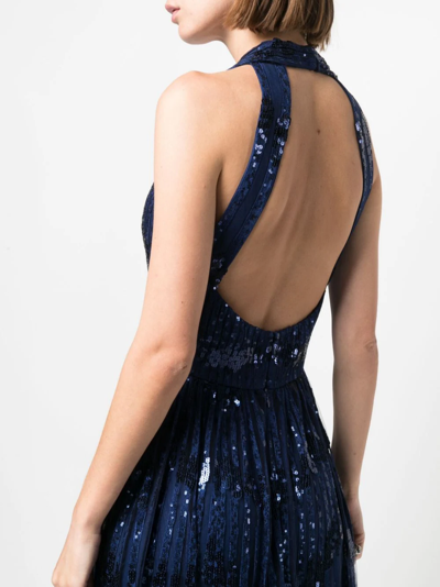 Shop Elie Saab Sequin-embellished Gown In Blau