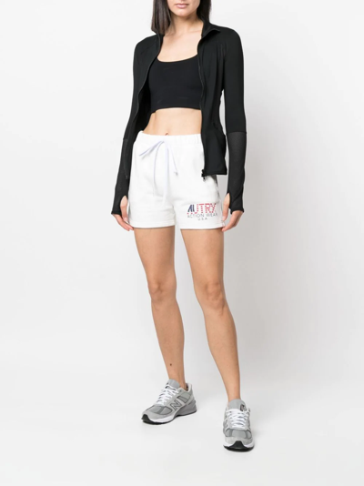 Shop Autry Logo Print Drawstring Track Shorts In Weiss