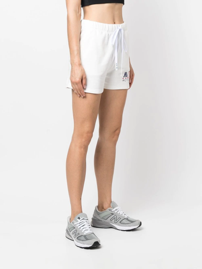 Shop Autry Logo Print Drawstring Track Shorts In Weiss