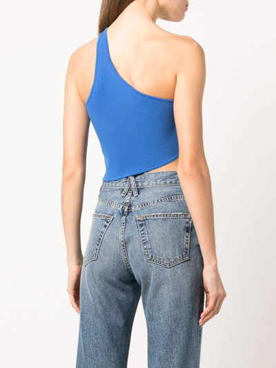 Shop A.l.c Colby One-shoulder Cropped Top In Blau