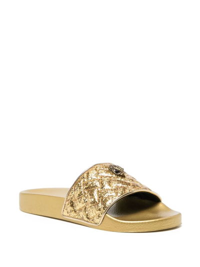 Kurt Geiger Meena Eagle Glitter Slide Sandal In Gold
