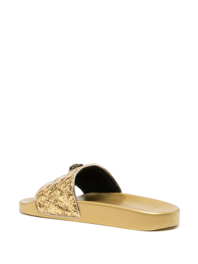 Kurt Geiger Meena Eagle Glitter Slide Sandal In Gold