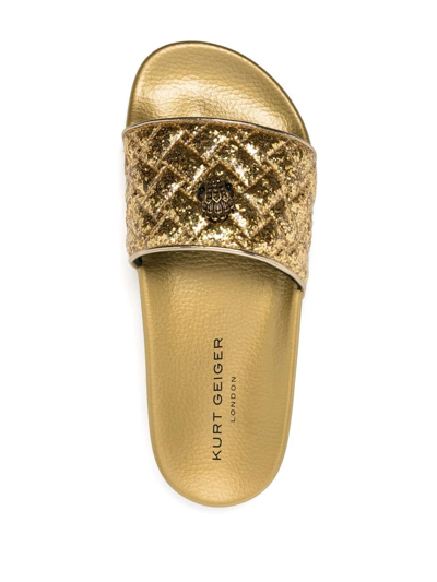 Kurt Geiger Meena Eagle Glitter Slide Sandal In Gold