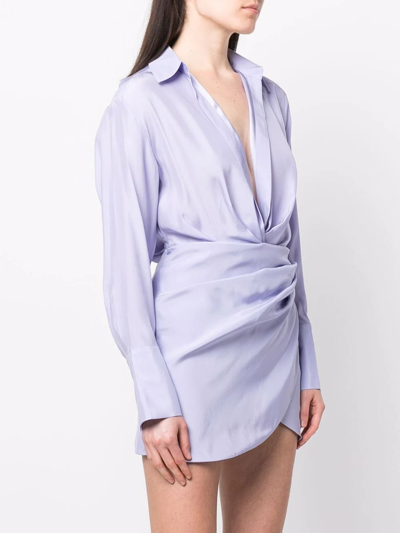 Shop Gauge81 Long-sleeve Silk Shirt Dress In Violett