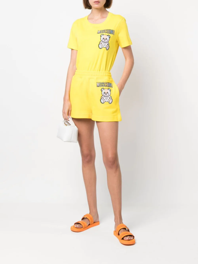 Shop Moschino Teddy Bear-print Track Shorts In Gelb