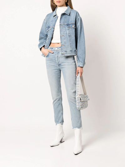 Shop Agolde High-waisted Cropped Jeans In Blau