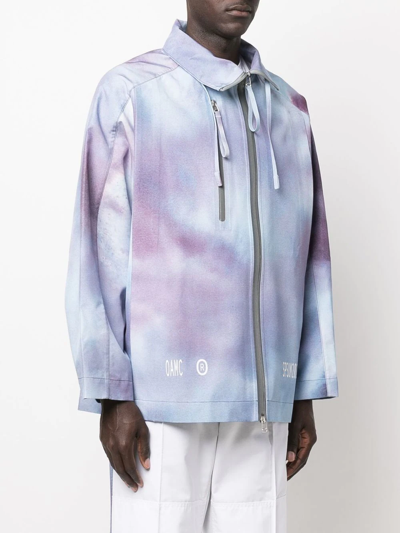 Shop Oamc Tie-dye Zip-up Lightweight Jacket In Blau