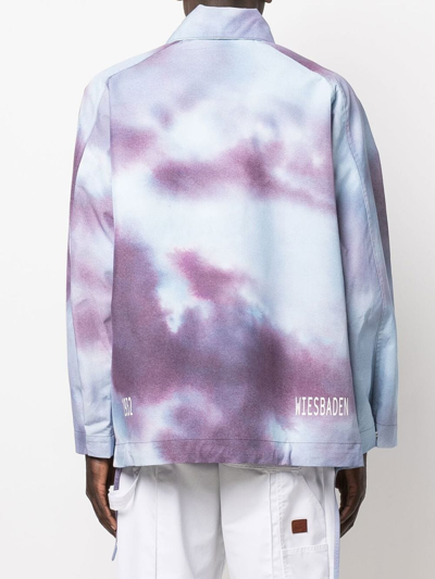 Shop Oamc Tie-dye Zip-up Lightweight Jacket In Blau