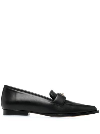 Shop Anine Bing Pointed-toe Leather Loafers In Schwarz
