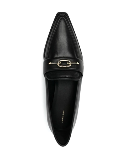 Shop Anine Bing Pointed-toe Leather Loafers In Schwarz