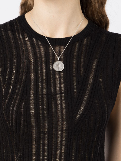 Dower & Hall Engraved Compass Necklace In Silber