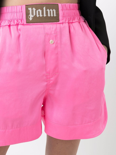 Shop Palm Angels Logo Patch Boxer-style Shorts In Rosa