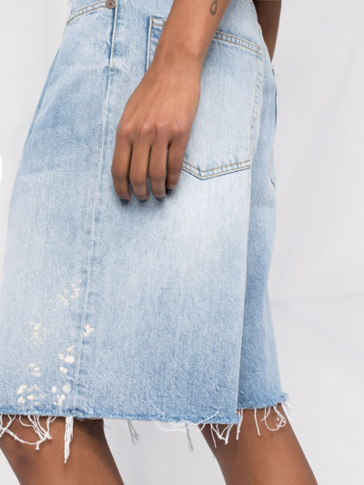 Shop R13 Frayed Hem Denim Shorts In Blau