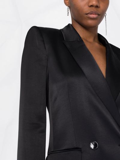 Shop Patrizia Pepe Shoulder Pads Double-breasted Blazer In Schwarz