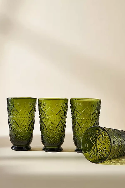 Shop Anthropologie Bombay Highball Glasses, Set Of 4 By  In Green Size S/4tumbler