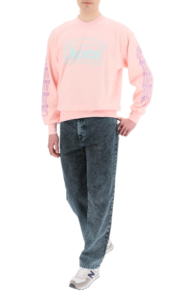 Shop Aries Column Sweatshirt In Pink,purple,light Blue