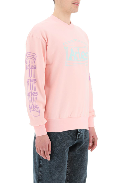 Shop Aries Column Sweatshirt In Pink,purple,light Blue