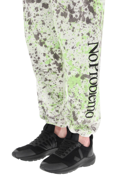 Shop Aries No Problemo Spray-dye Sweatpants In White,grey,green