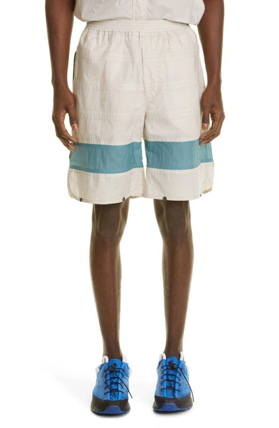 Shop Craig Green Colorblock Laced Cotton Shorts In Cream
