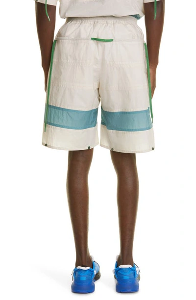Shop Craig Green Colorblock Laced Cotton Shorts In Cream
