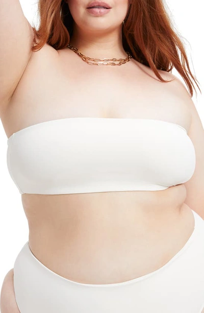 Shop Good American Better Band Strapless Reversible Swim Top In Ivory001