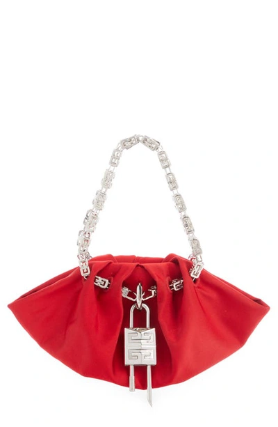 Shop Givenchy Kenny Mini Silk Top Handle Bag In Red
