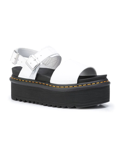 Shop Dr. Martens' White Leather Sandals In Bianco