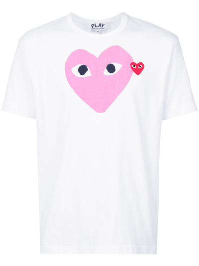 Shop Comme Des Garçons Play T-shirt Heart Clothing In Pink &amp; Purple